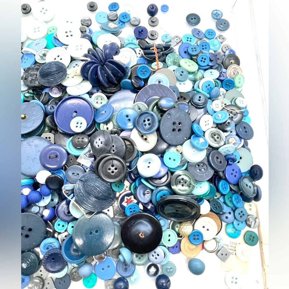 Huge Lot of Blue Buttons 1930s-Now